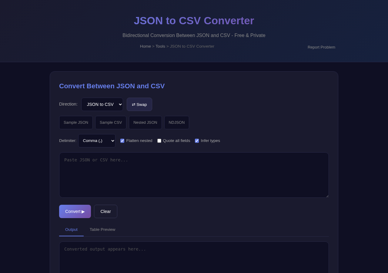 Json Csv Converter — Free Online Tool