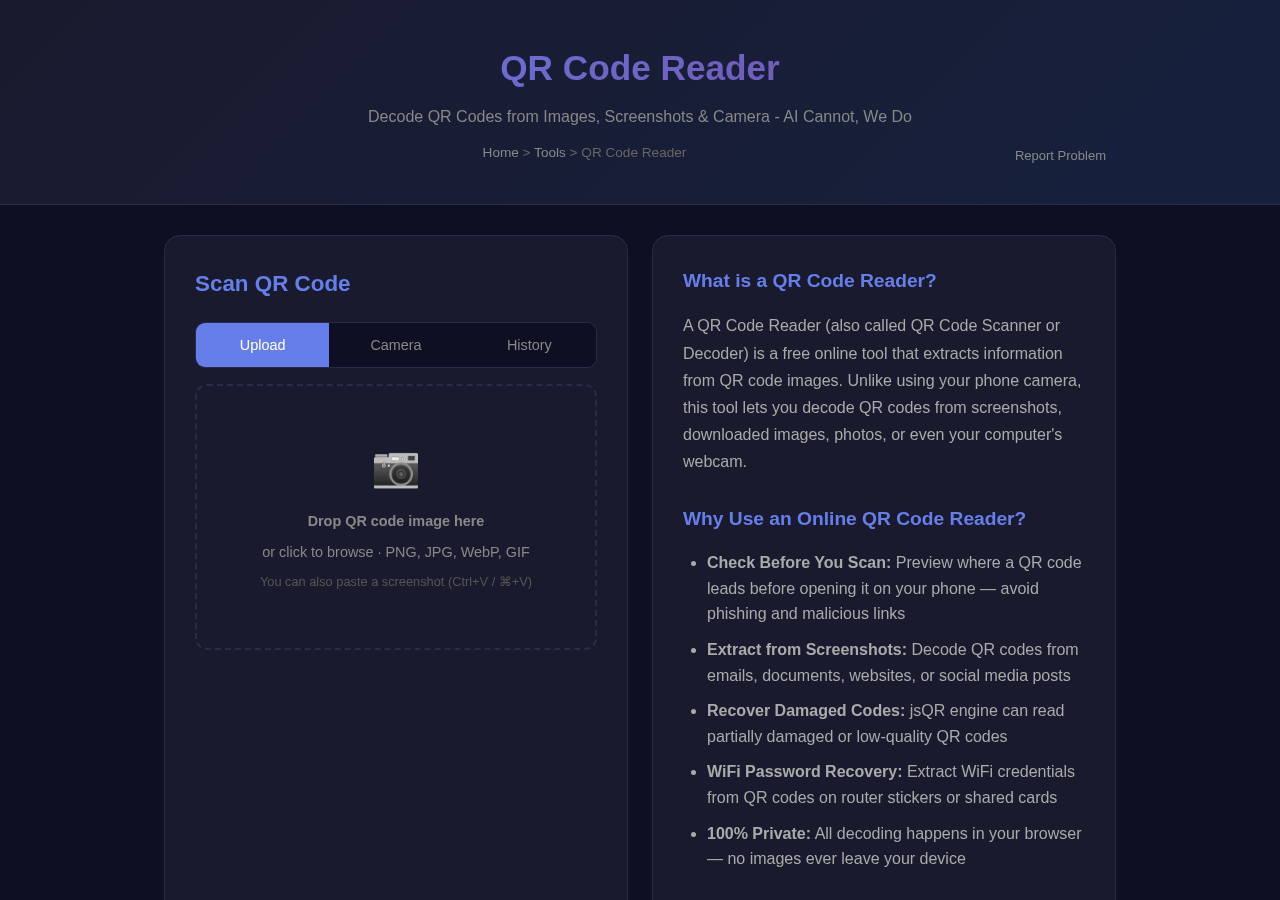 Qr Code Reader — Free Online Tool
