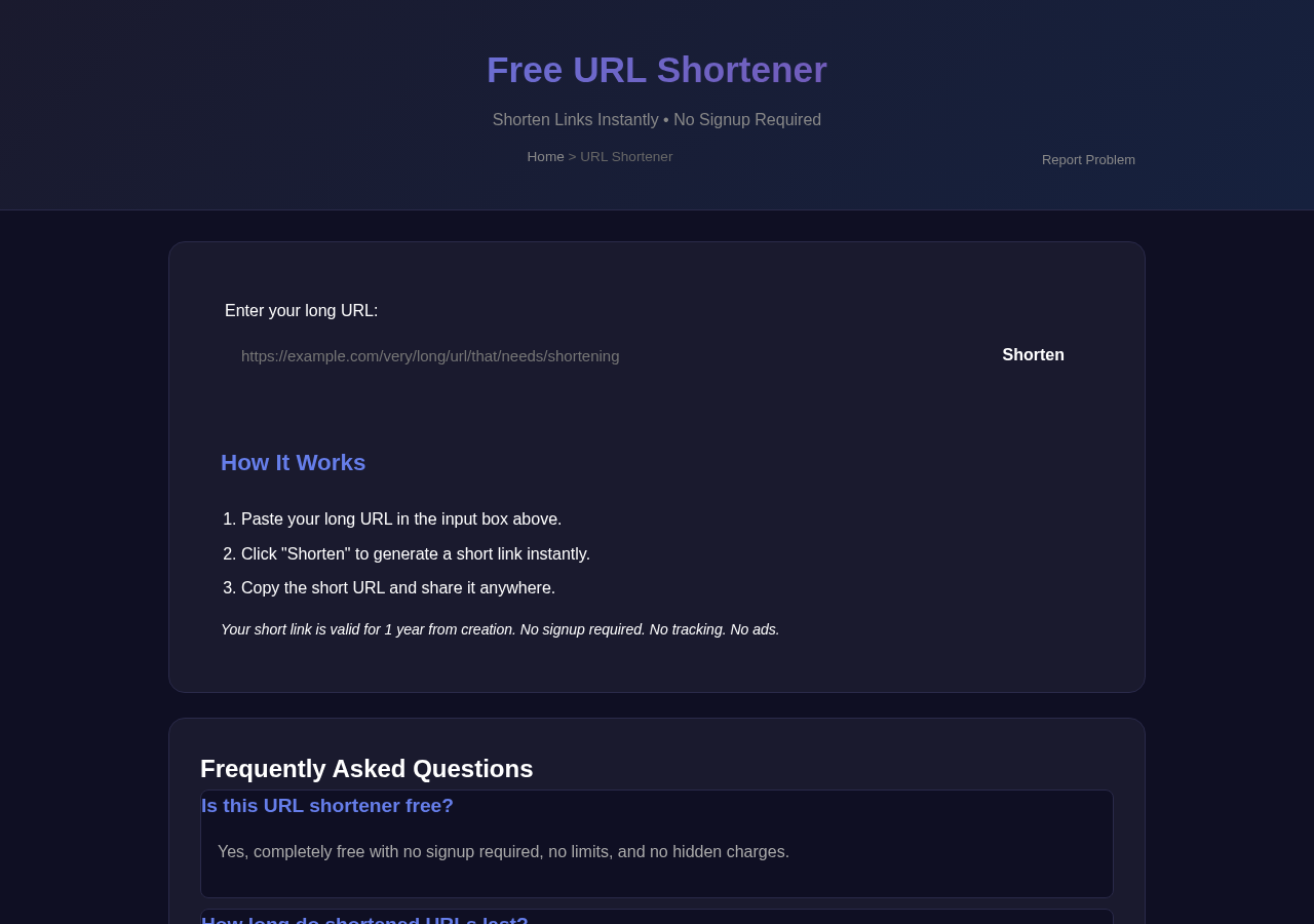 Url Shortener — Free Online Tool
