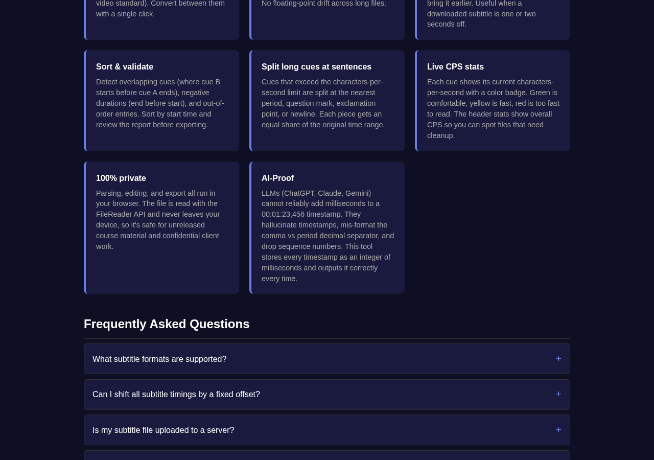 Subtitle Editor tool interface