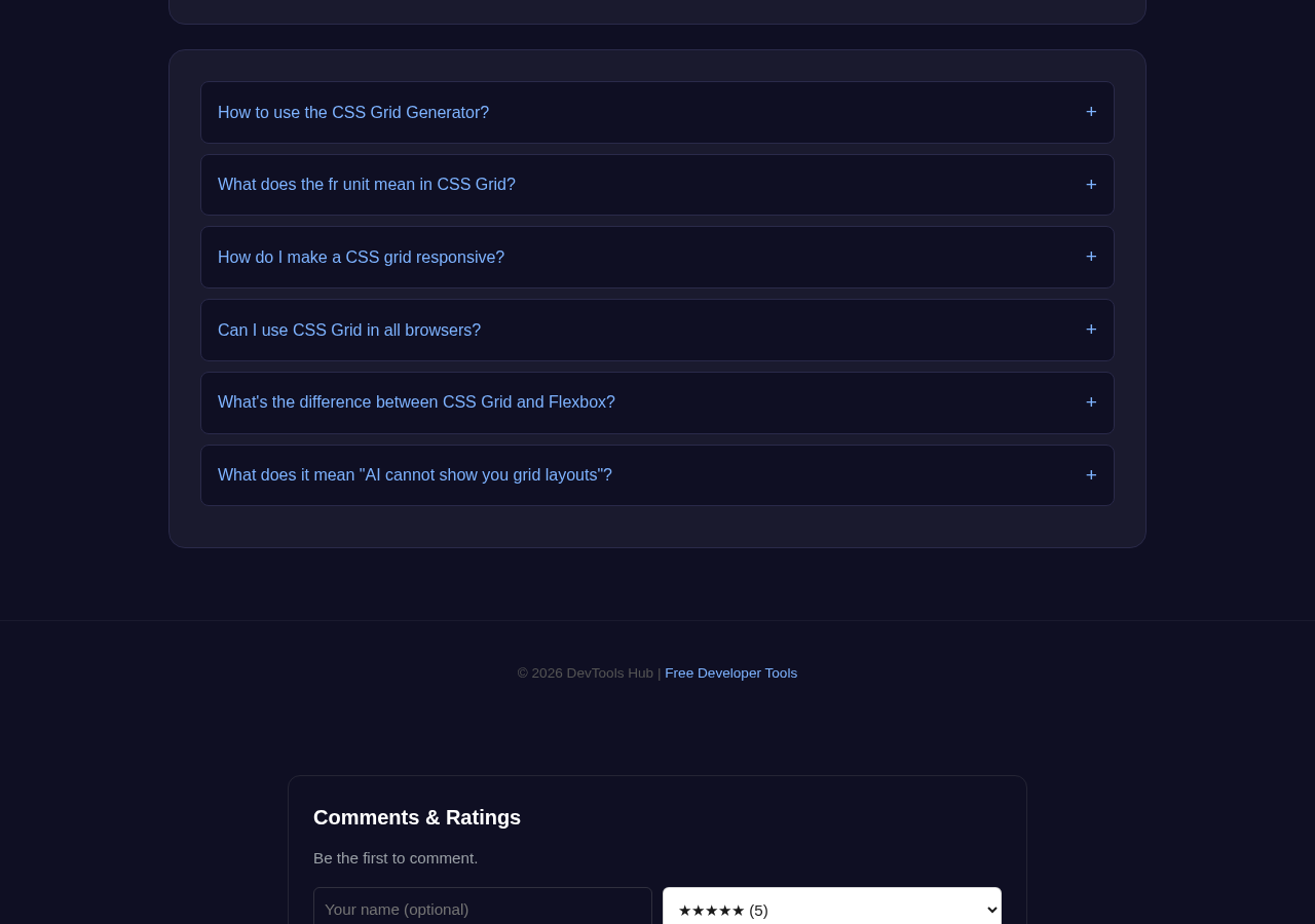 Css Grid Generator tool interface