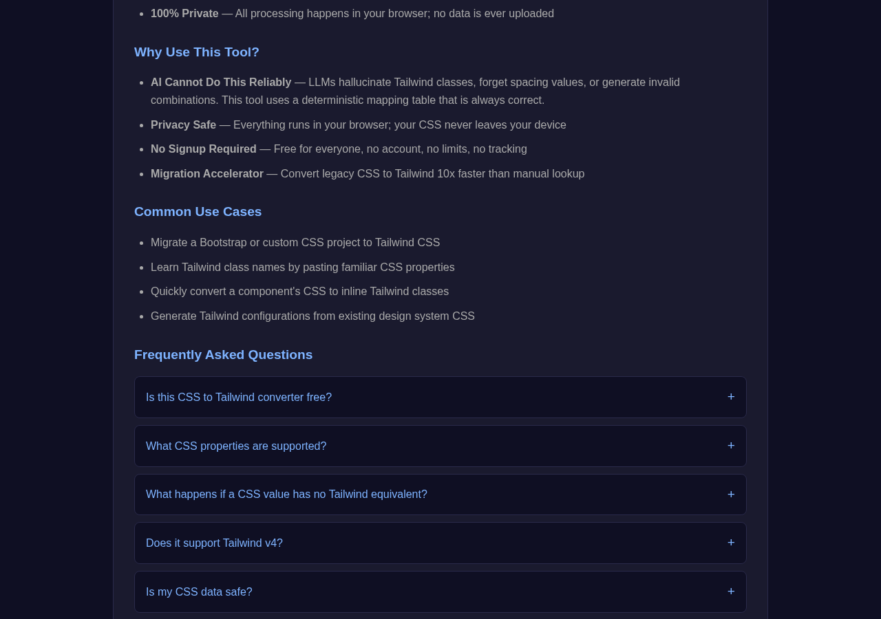 Css To Tailwind tool interface