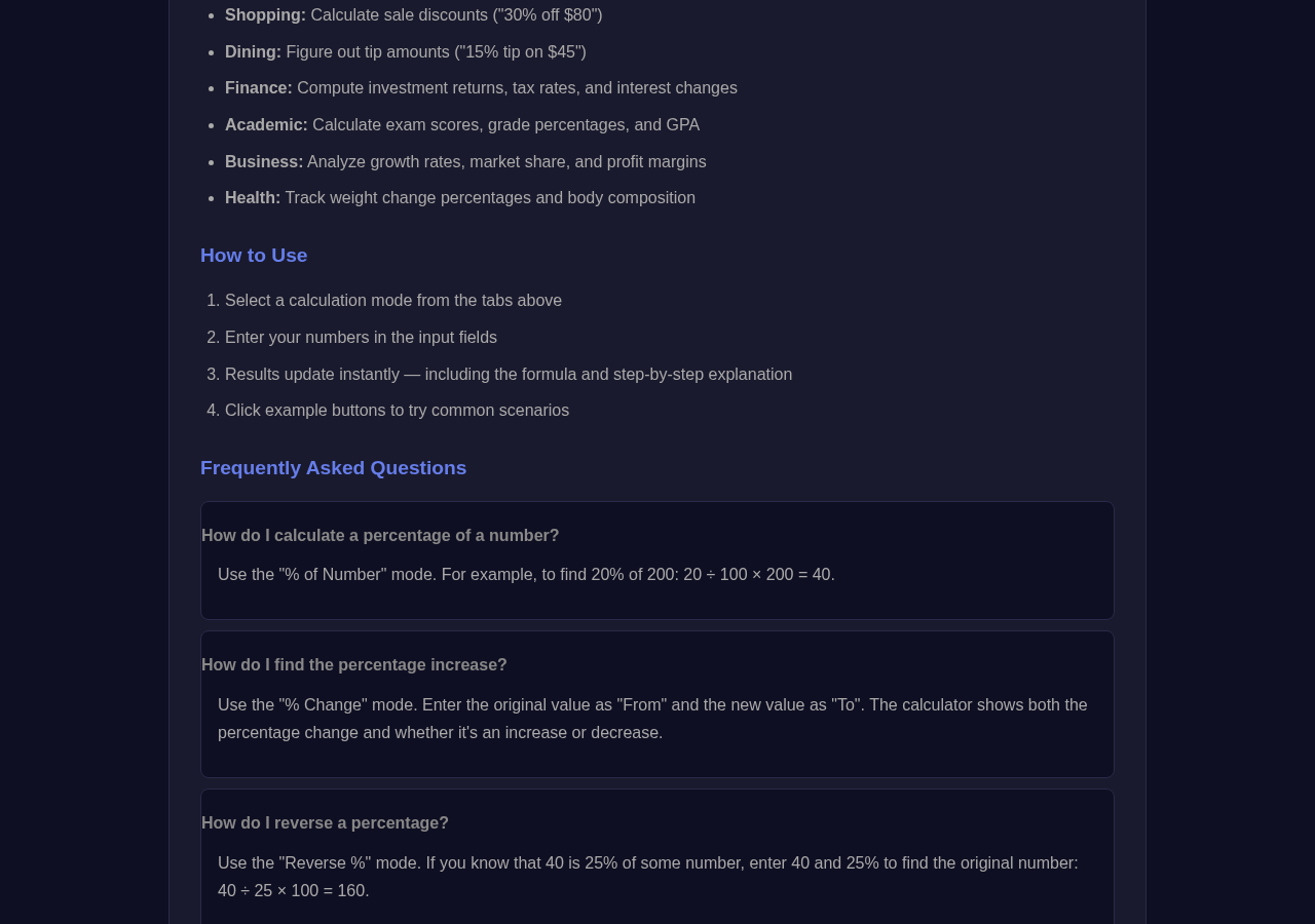 Percentage Calculator tool interface