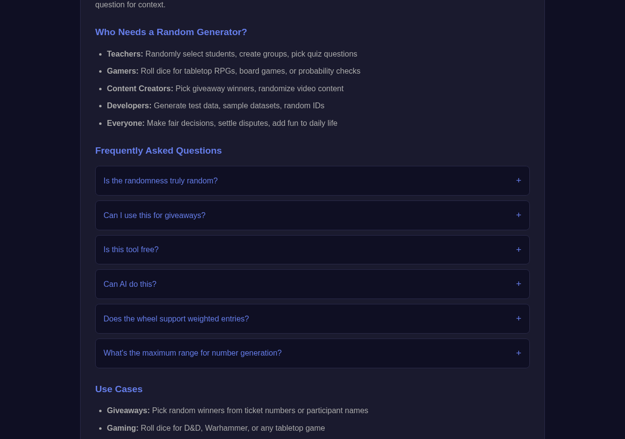 Random Generator tool interface