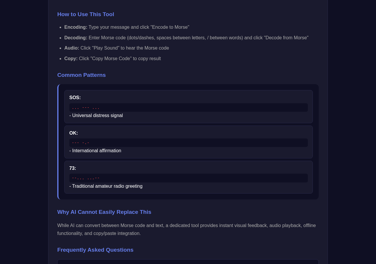 Morse Code Translator tool interface