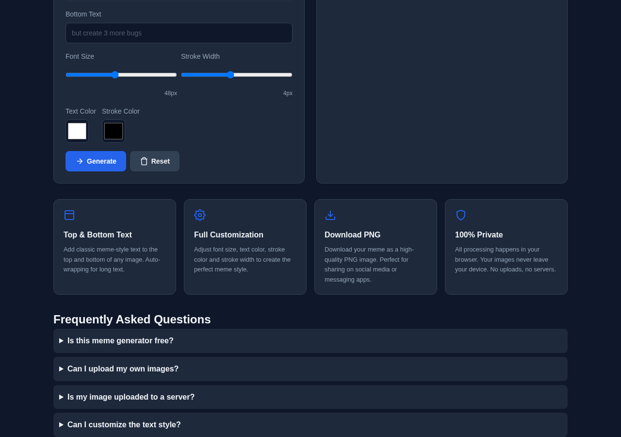 Meme Generator tool interface