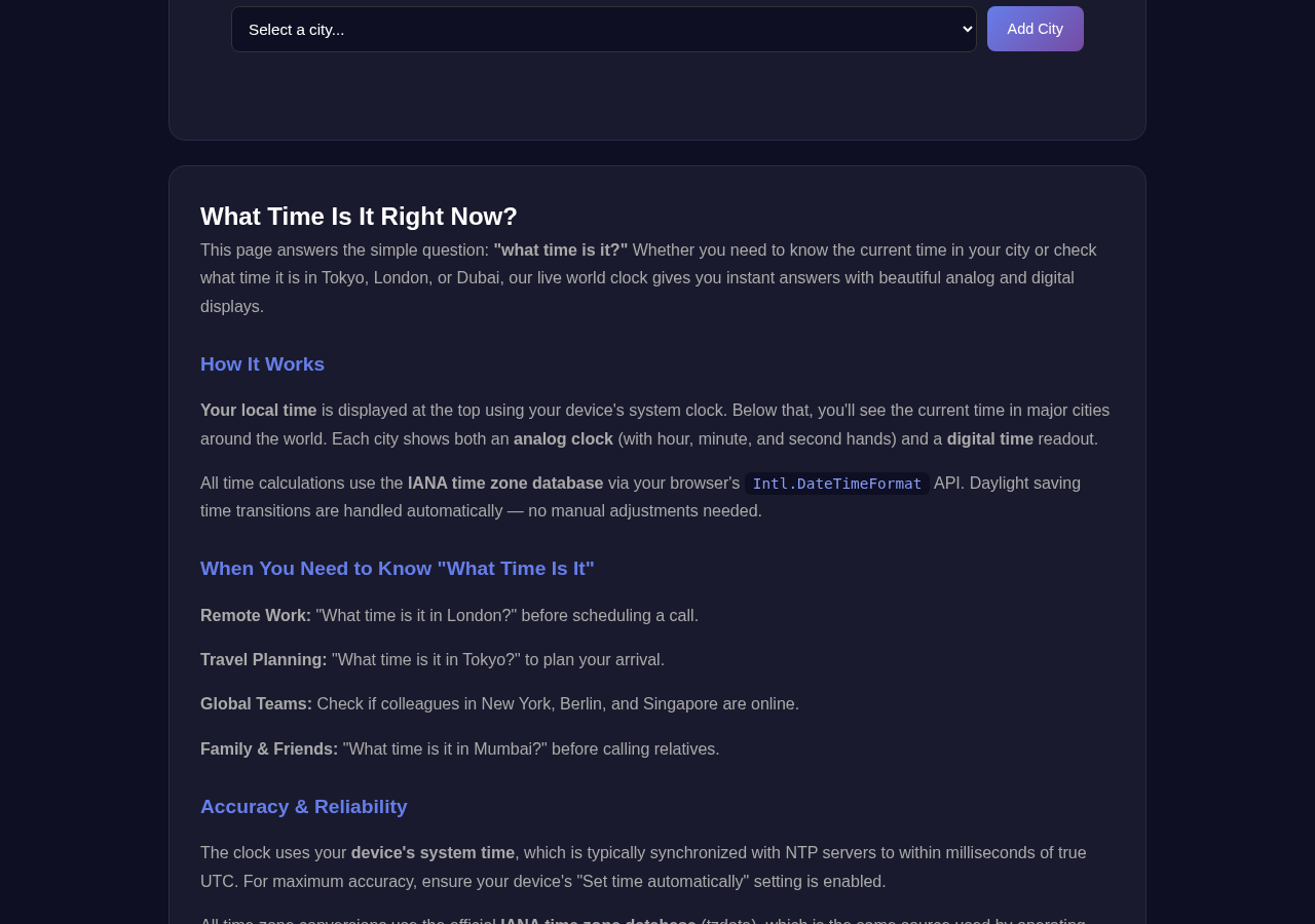 World Clock tool interface