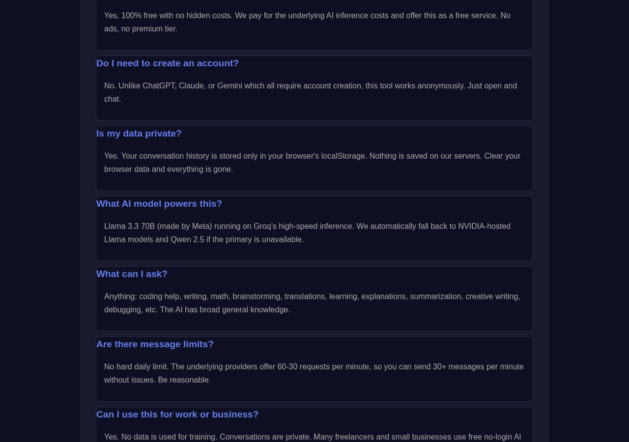 Ai Chat tool interface
