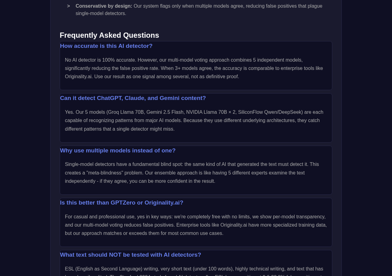 Ai Detector tool interface