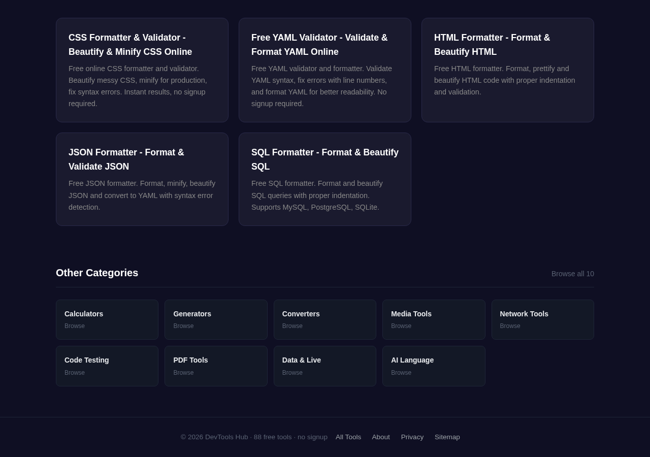Formatters tool interface
