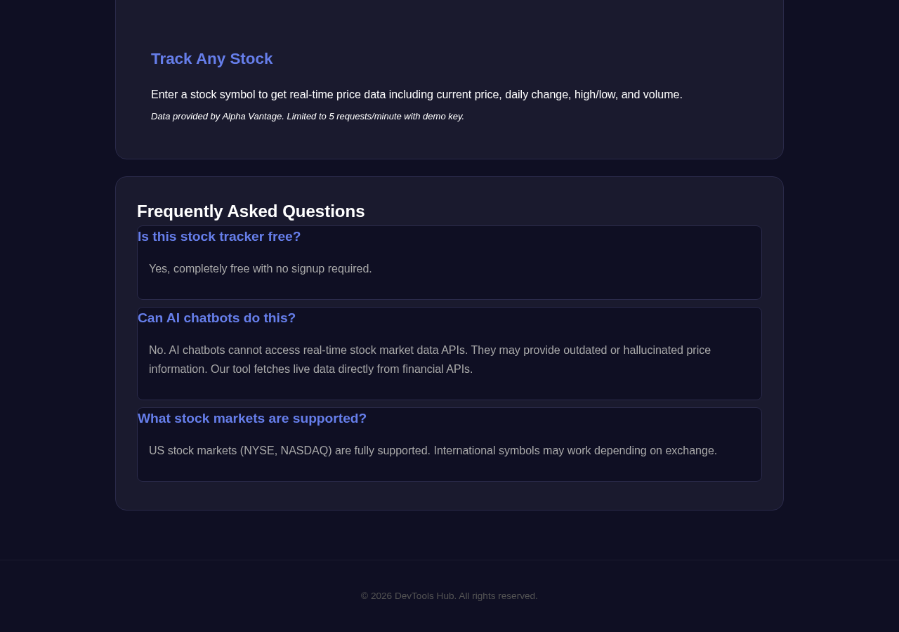 Stock Tracker tool interface