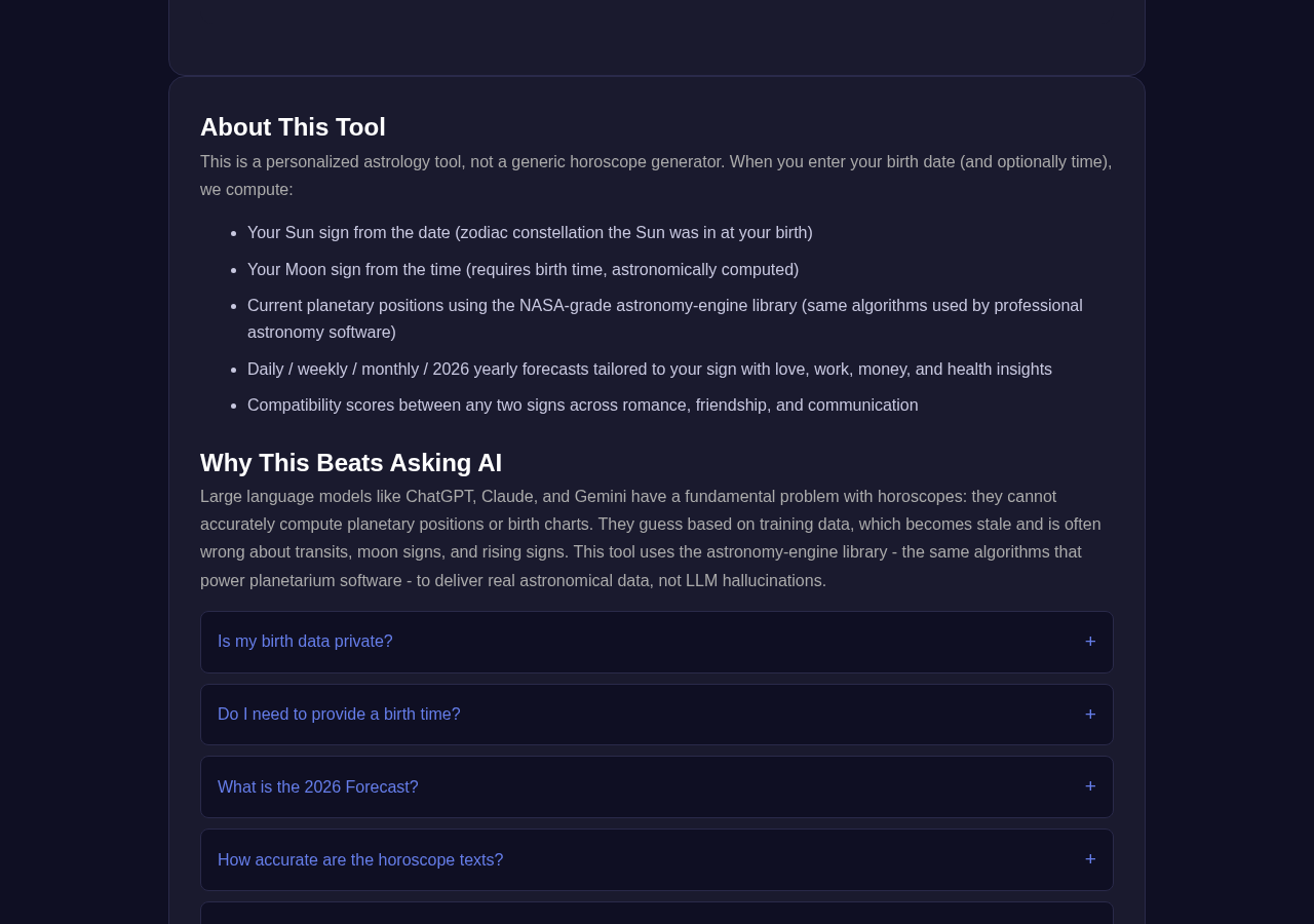Horoscope tool interface