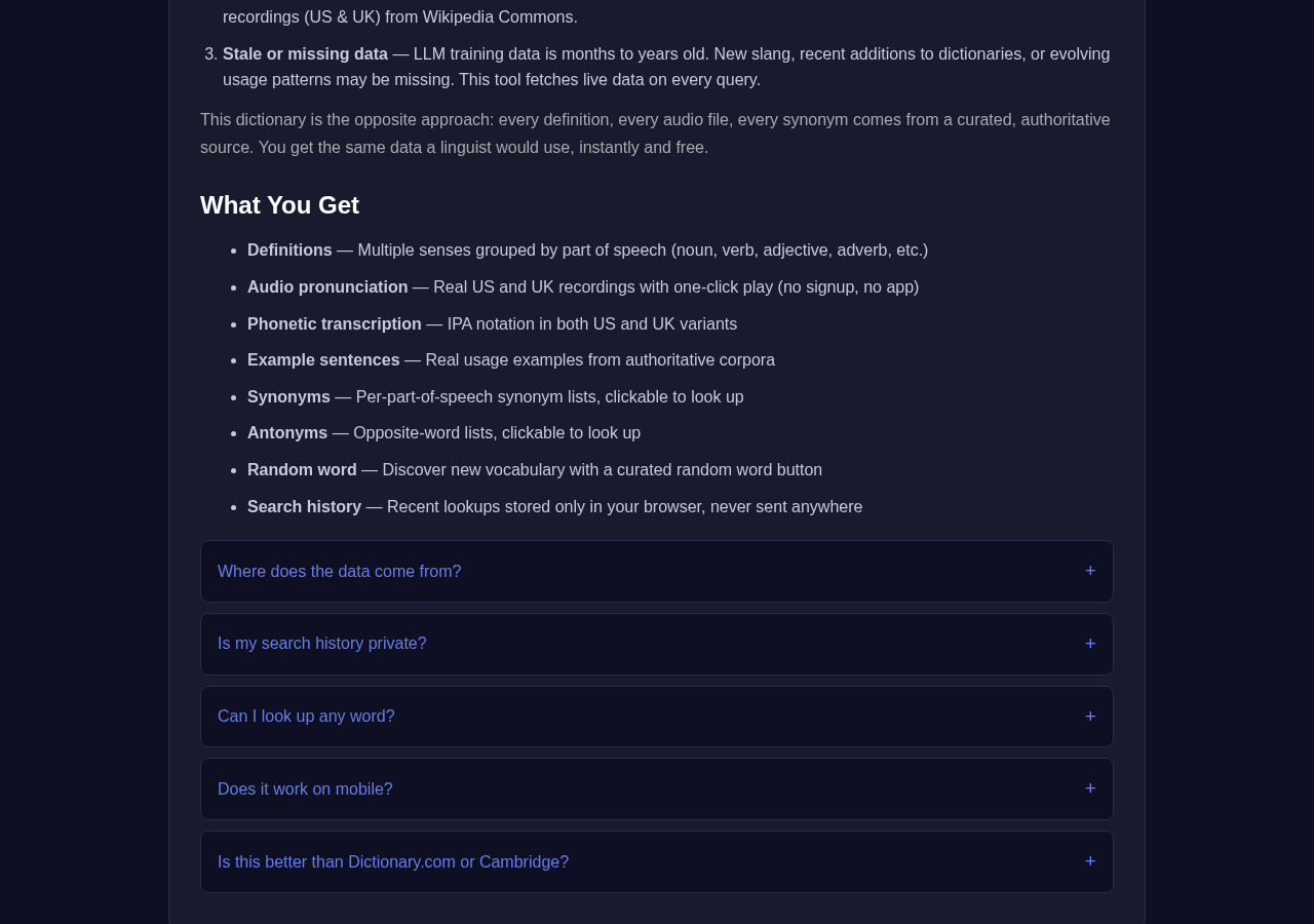 Dictionary tool interface