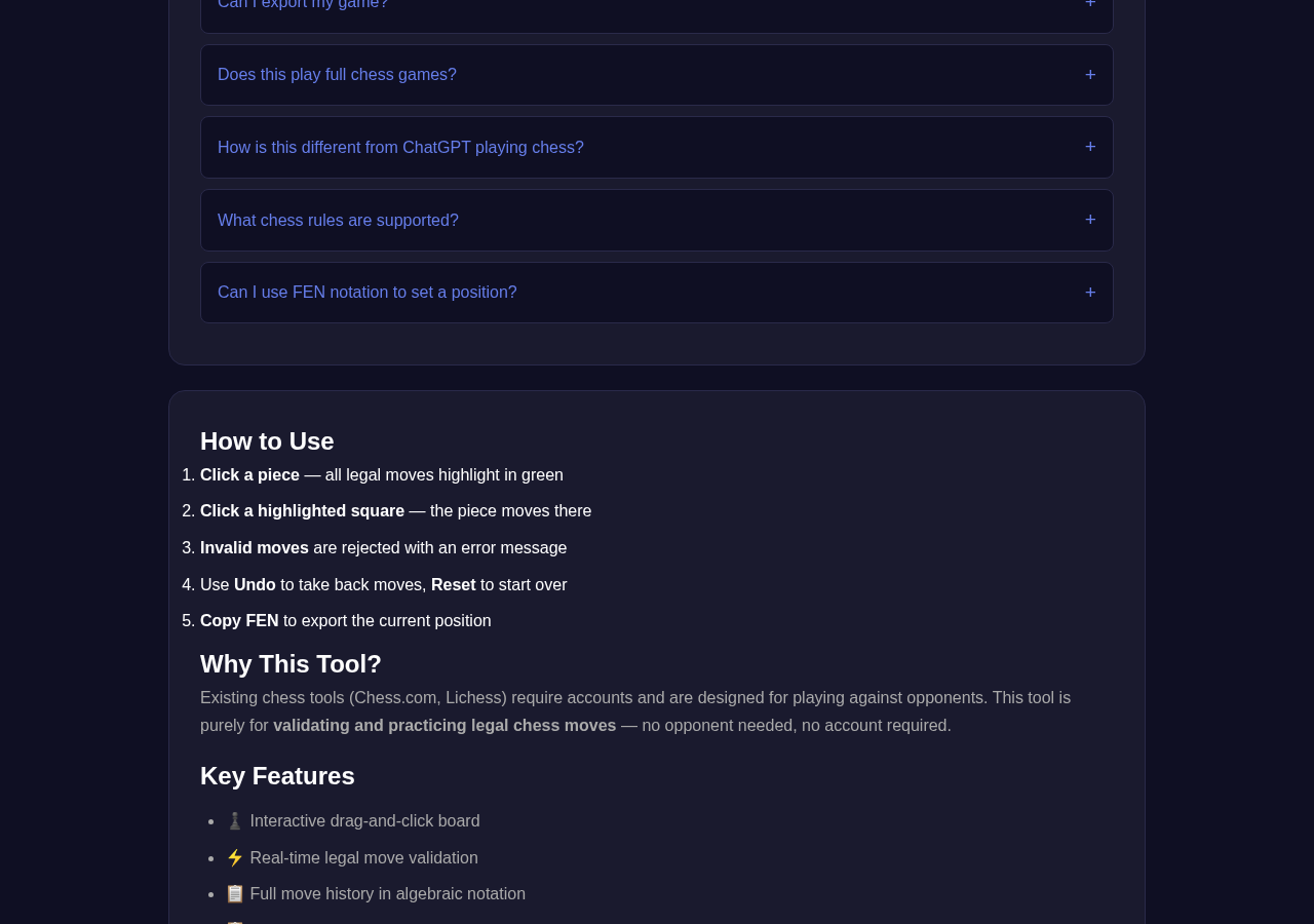 Chess Move Validator tool interface