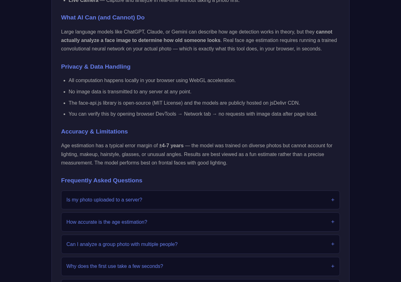 Face Age Estimator tool interface