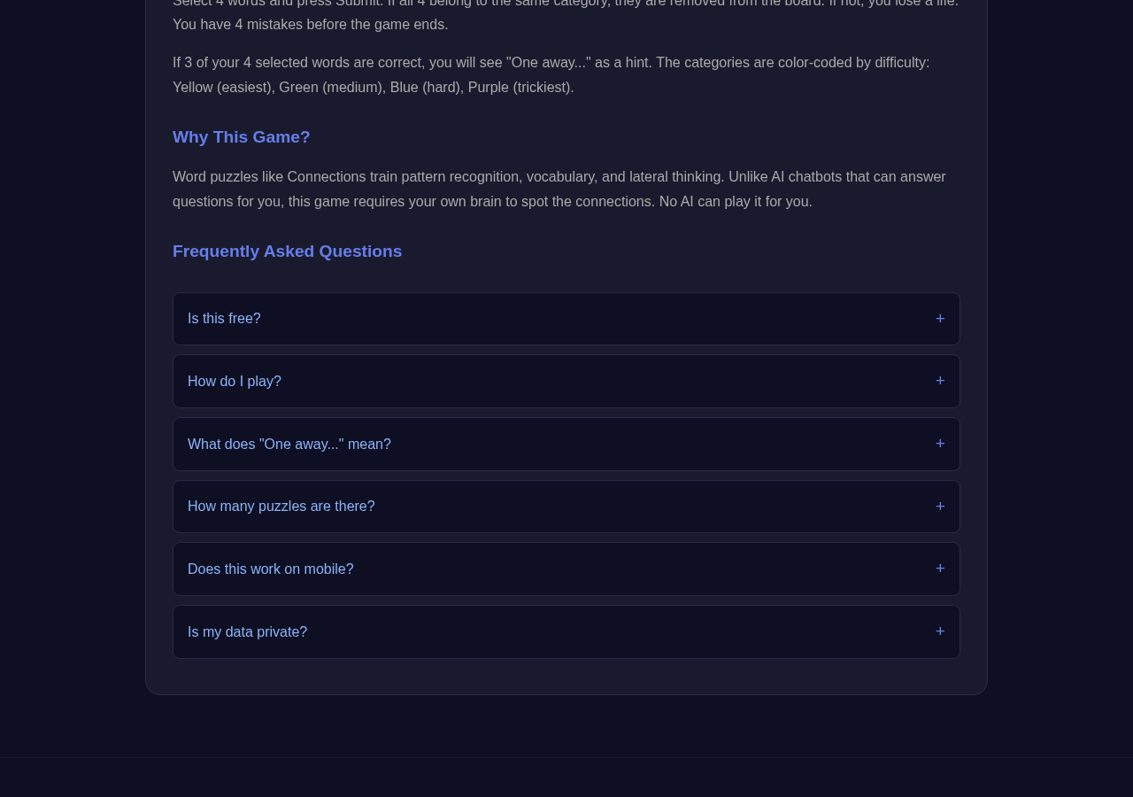Connections Game tool interface