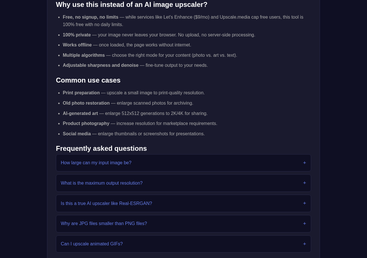 Image Upscaler tool interface