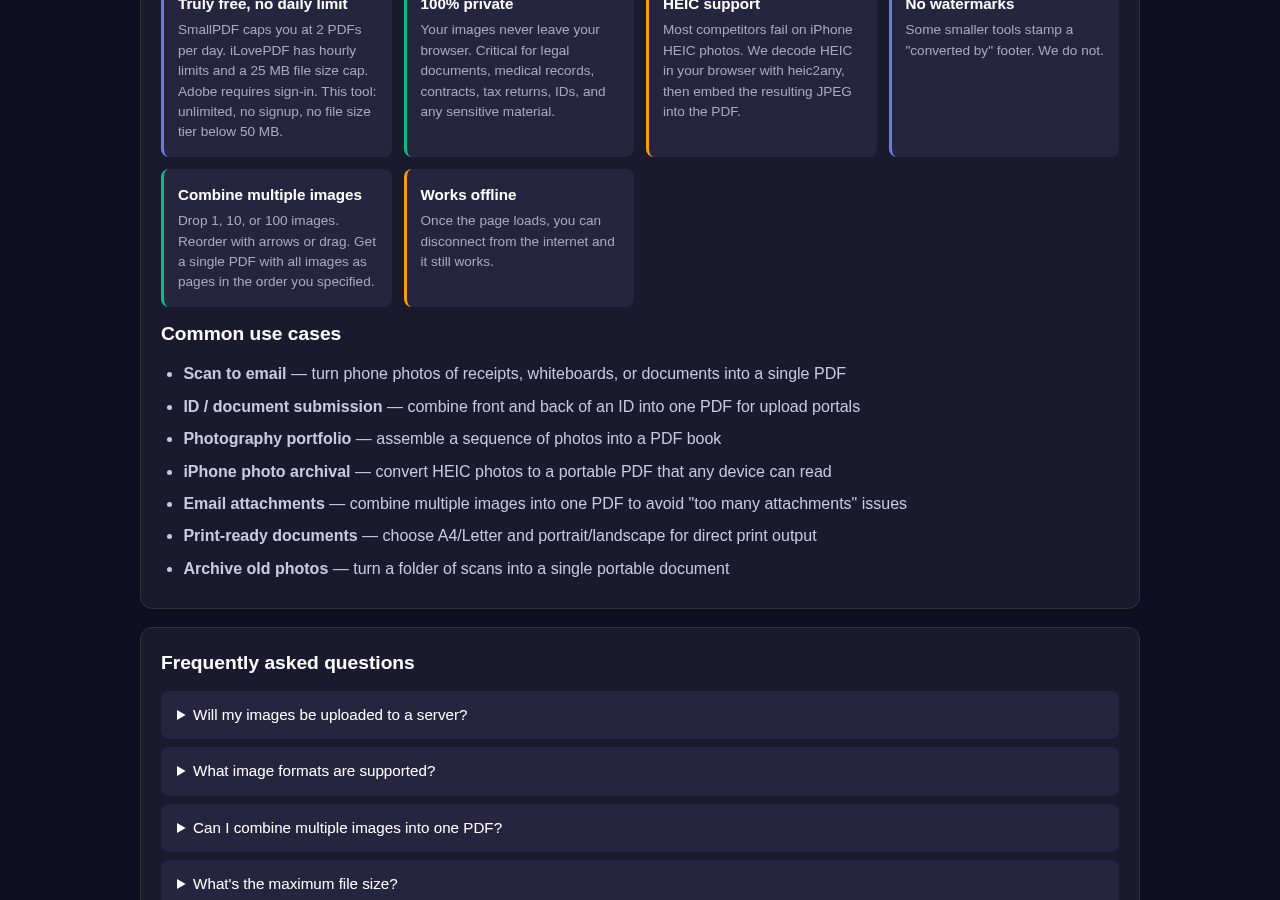 Image To Pdf tool interface