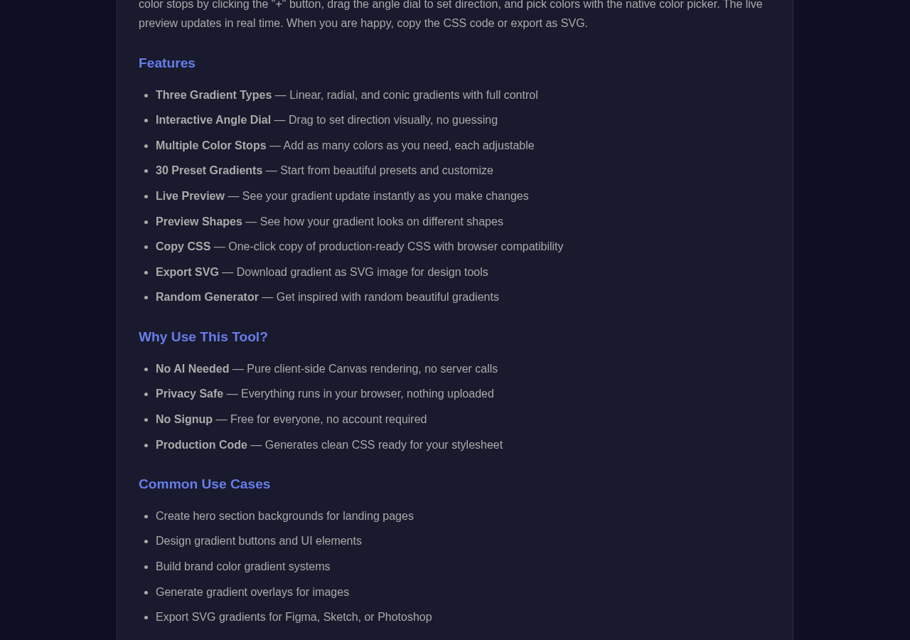 Css Gradient Generator tool interface