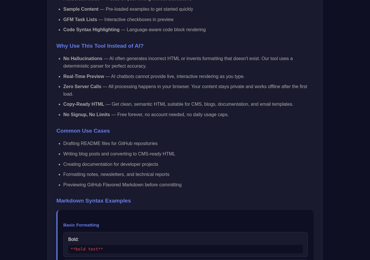 Markdown Editor tool interface