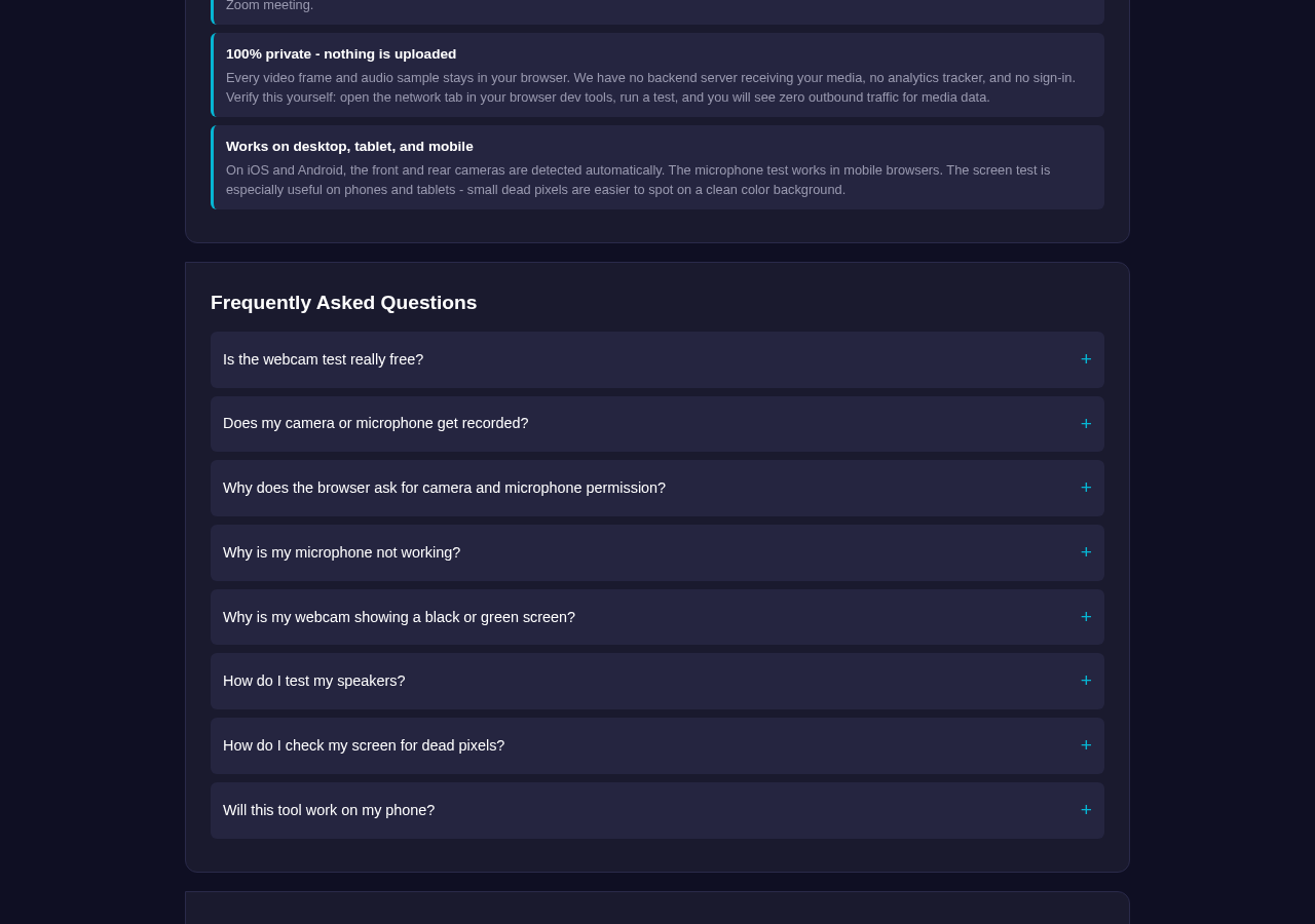 Webcam Test tool interface