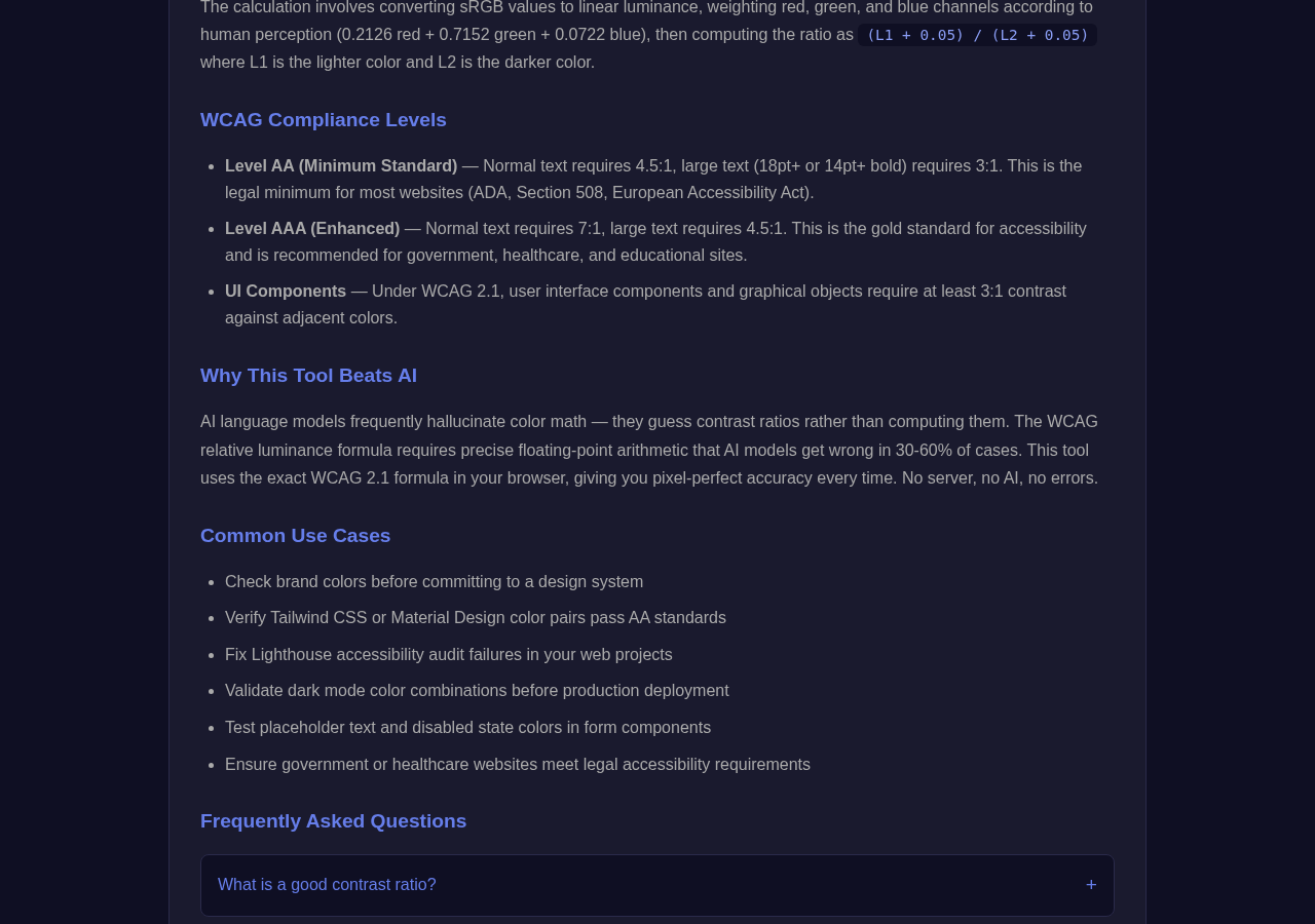 Color Contrast Checker tool interface