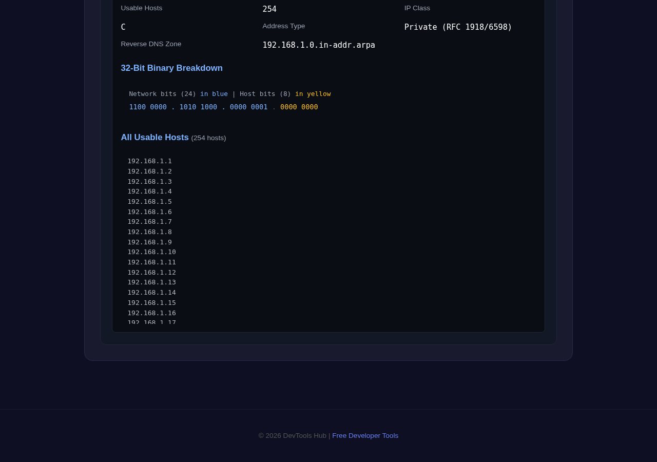 Subnet Calculator tool interface
