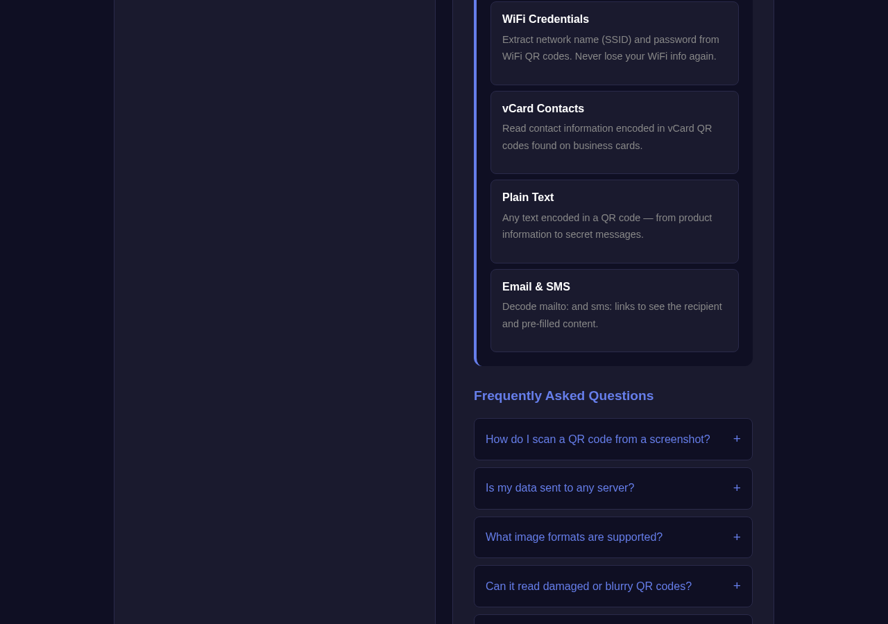 Qr Code Reader tool interface