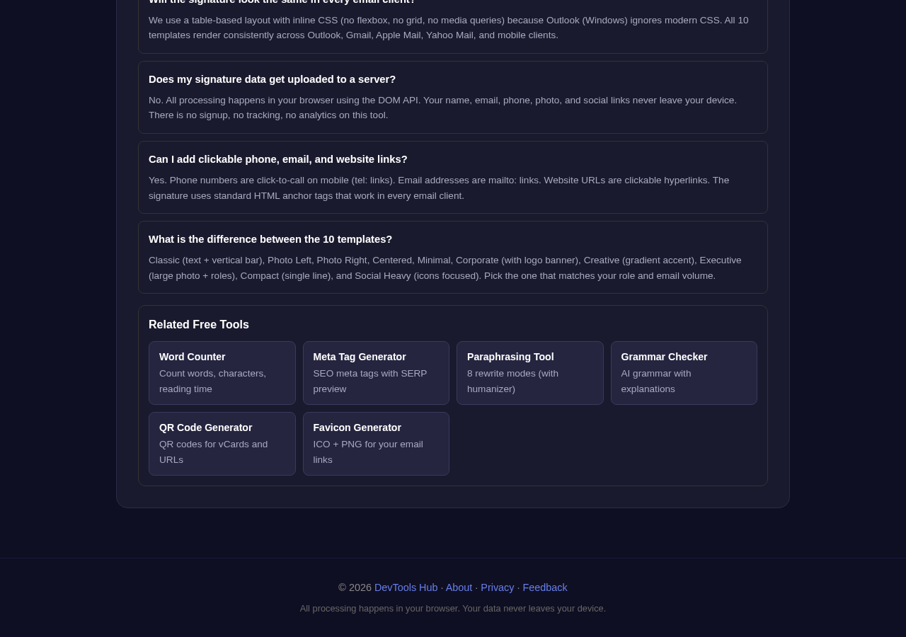 Email Signature Generator tool interface