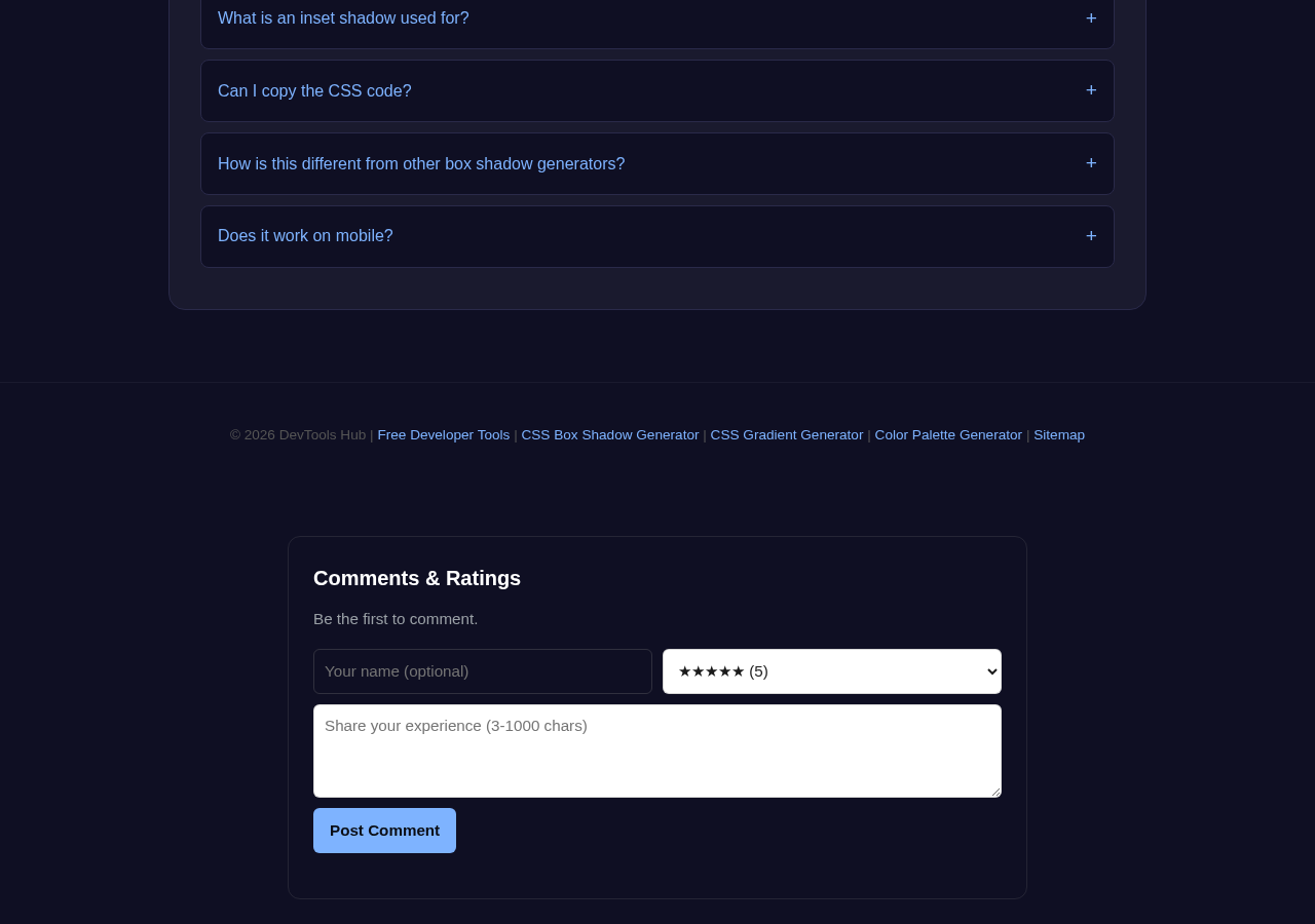 Css Box Shadow Generator tool interface