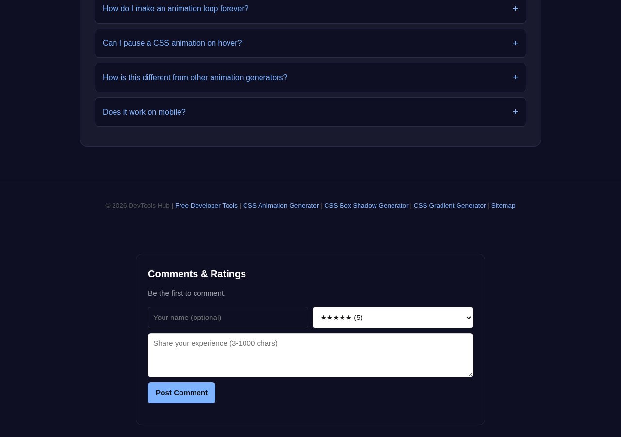 Css Animation Generator tool interface