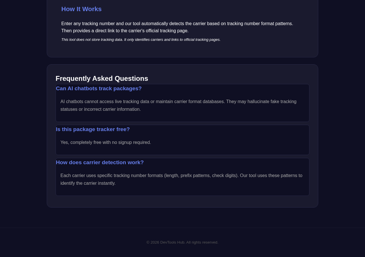 Package Tracker tool interface