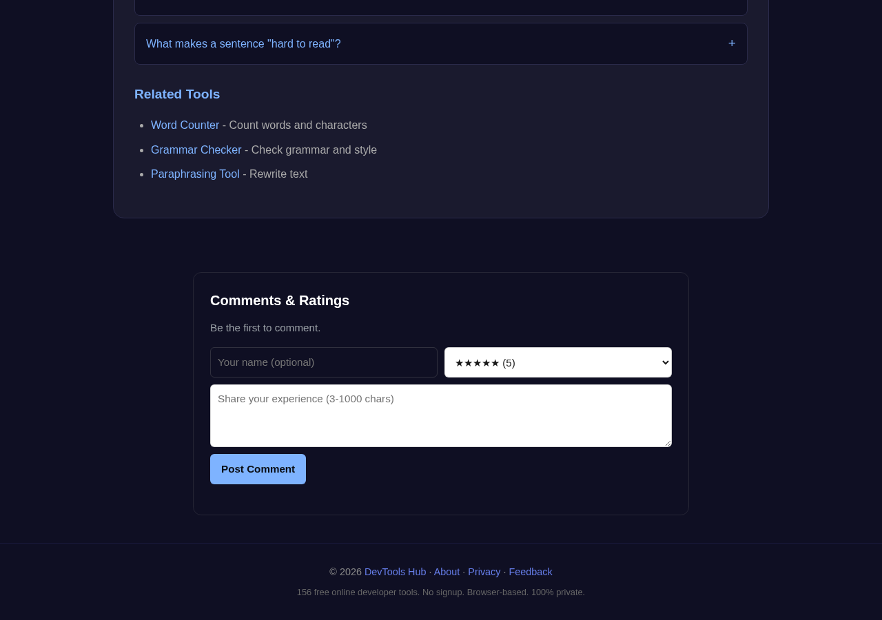Readability Score tool interface