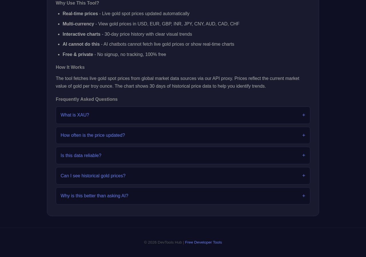 Gold Price tool interface
