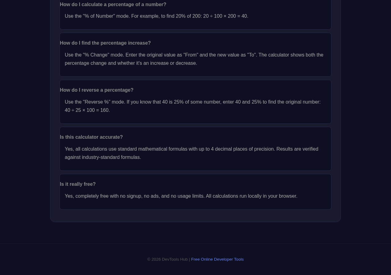 Percentage Calculator tool interface