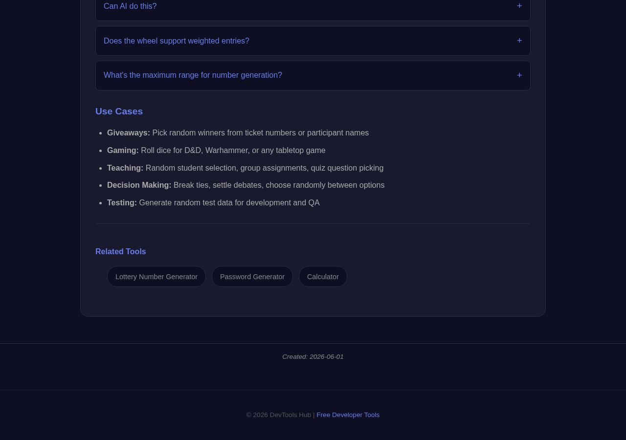 Random Generator tool interface