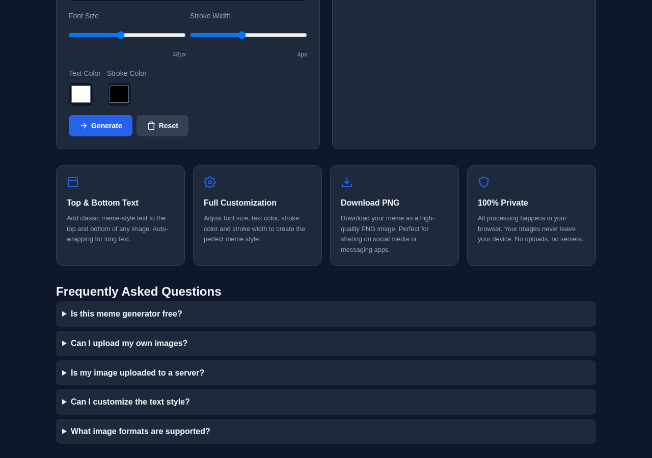 Meme Generator tool interface
