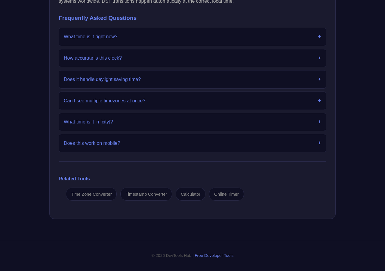 World Clock tool interface