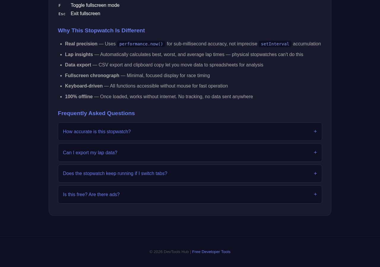 Stopwatch tool interface