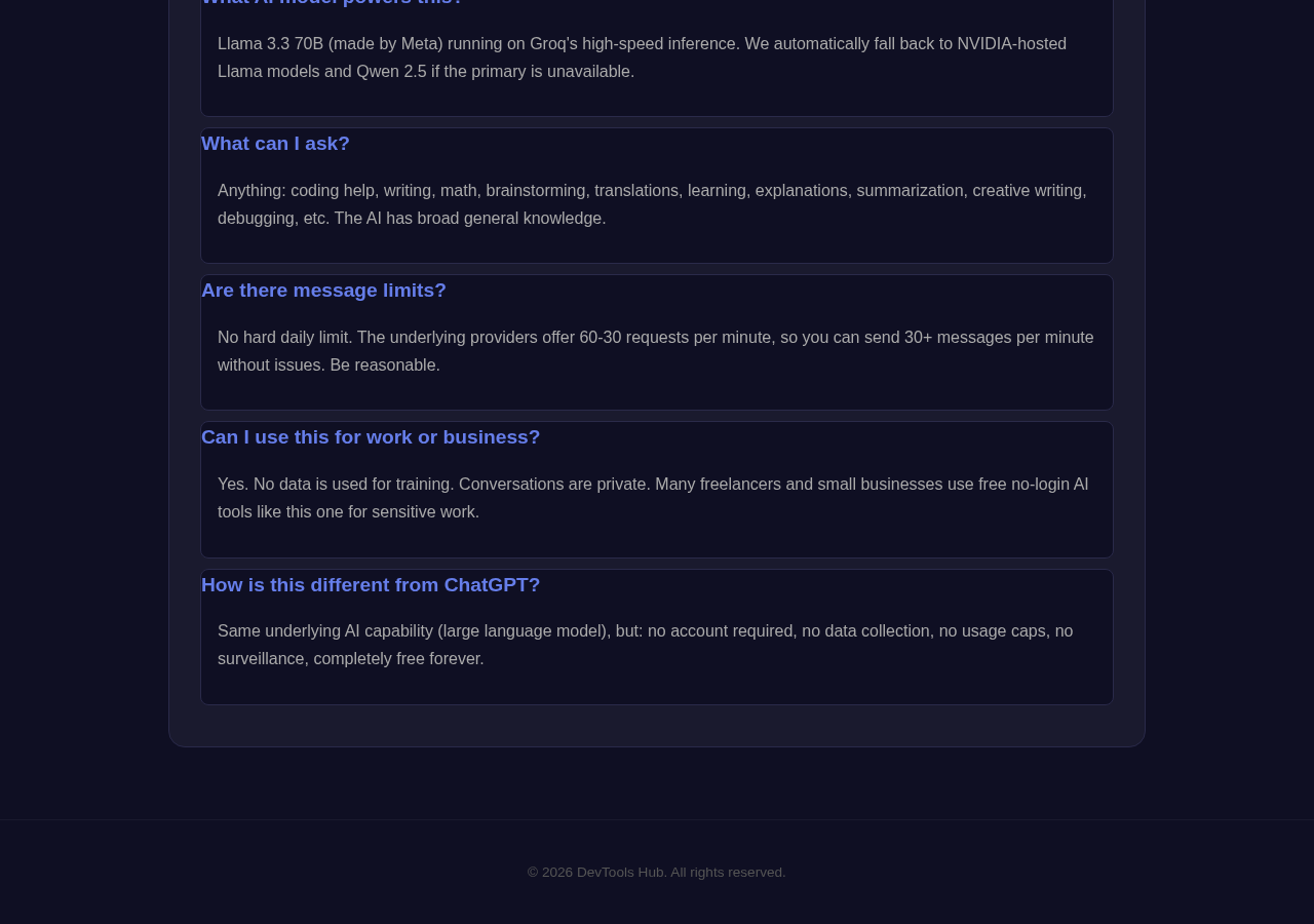 Ai Chat tool interface