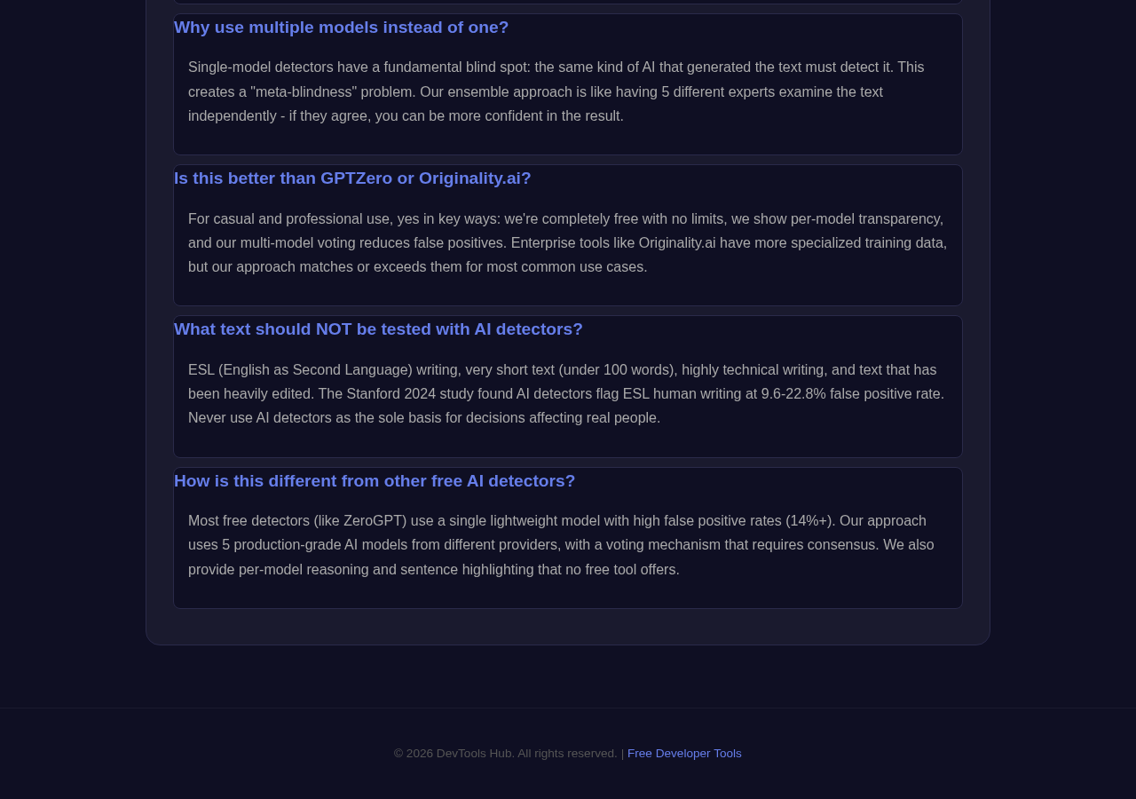 Ai Detector tool interface