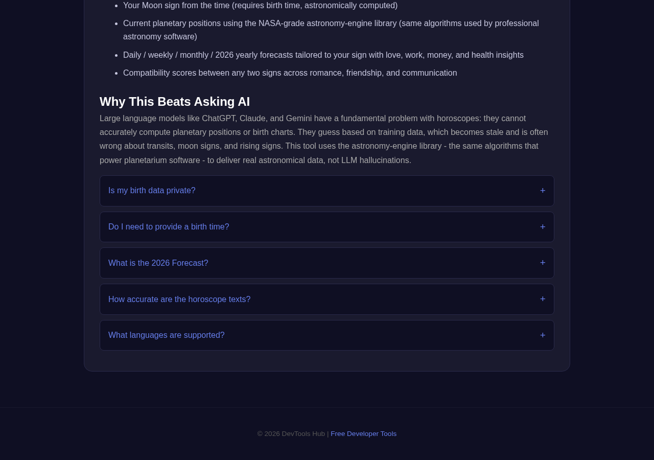 Horoscope tool interface