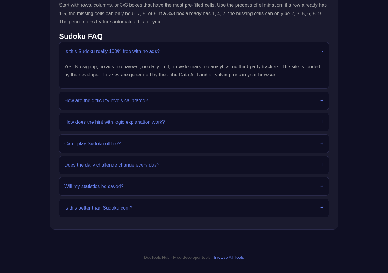 Sudoku tool interface