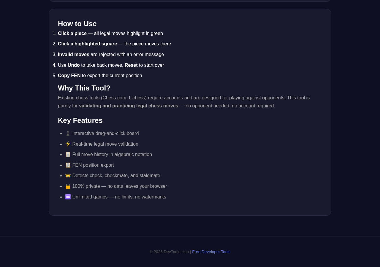 Chess Move Validator tool interface