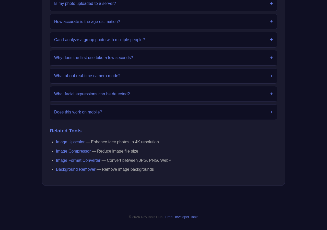 Face Age Estimator tool interface