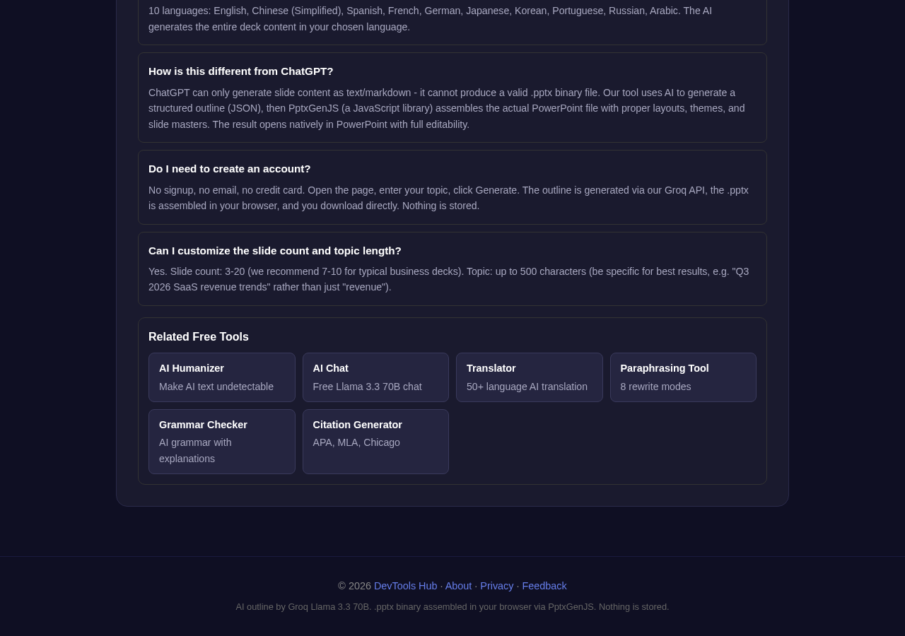 Ai Ppt Maker tool interface