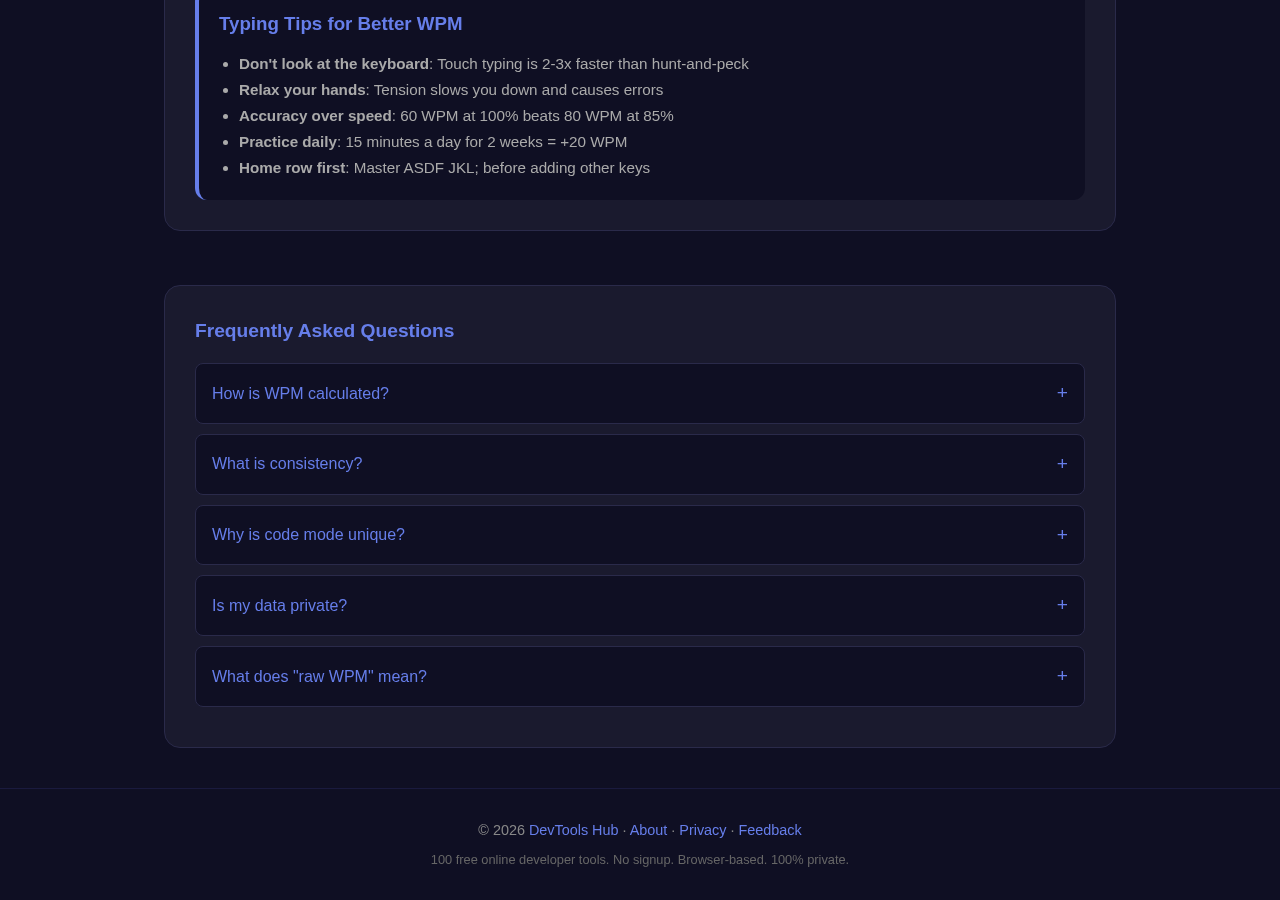 Typing Test tool interface