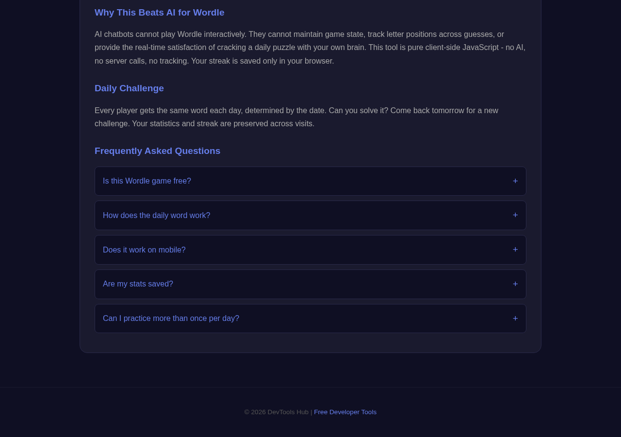 Wordle Game tool interface