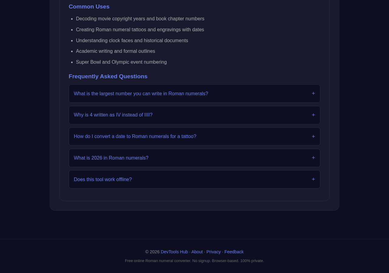 Roman Numeral Converter tool interface