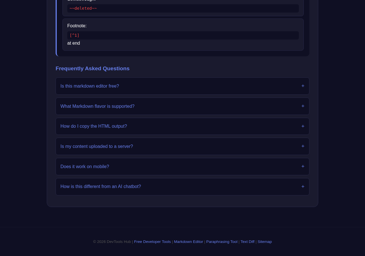 Markdown Editor tool interface
